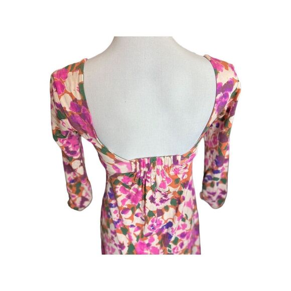 Womens CaBi Multi-Colored Floral Print #110 3/4 Sleeve Jersey Knit Dress Sz XS - Picture 3 of 3